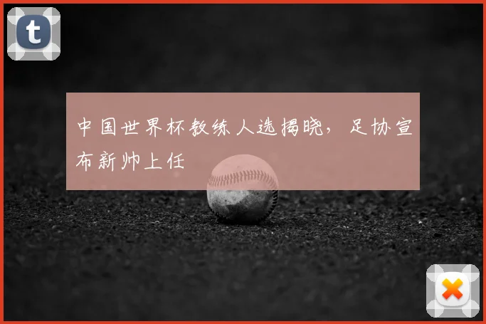 中国世界杯教练人选揭晓,足协宣布新帅上任